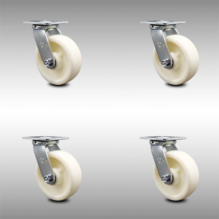 Service Caster 6 Inch Stainless Steel Nylon Wheel Swivel Caster Set with Ball Bearings SCC SCC-SS30S620-NYB-4